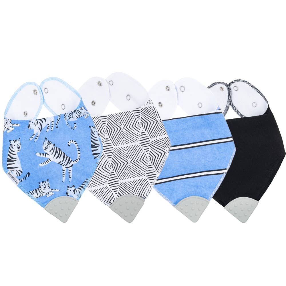 Bandana Bib with Teether 4-Pack: Luca