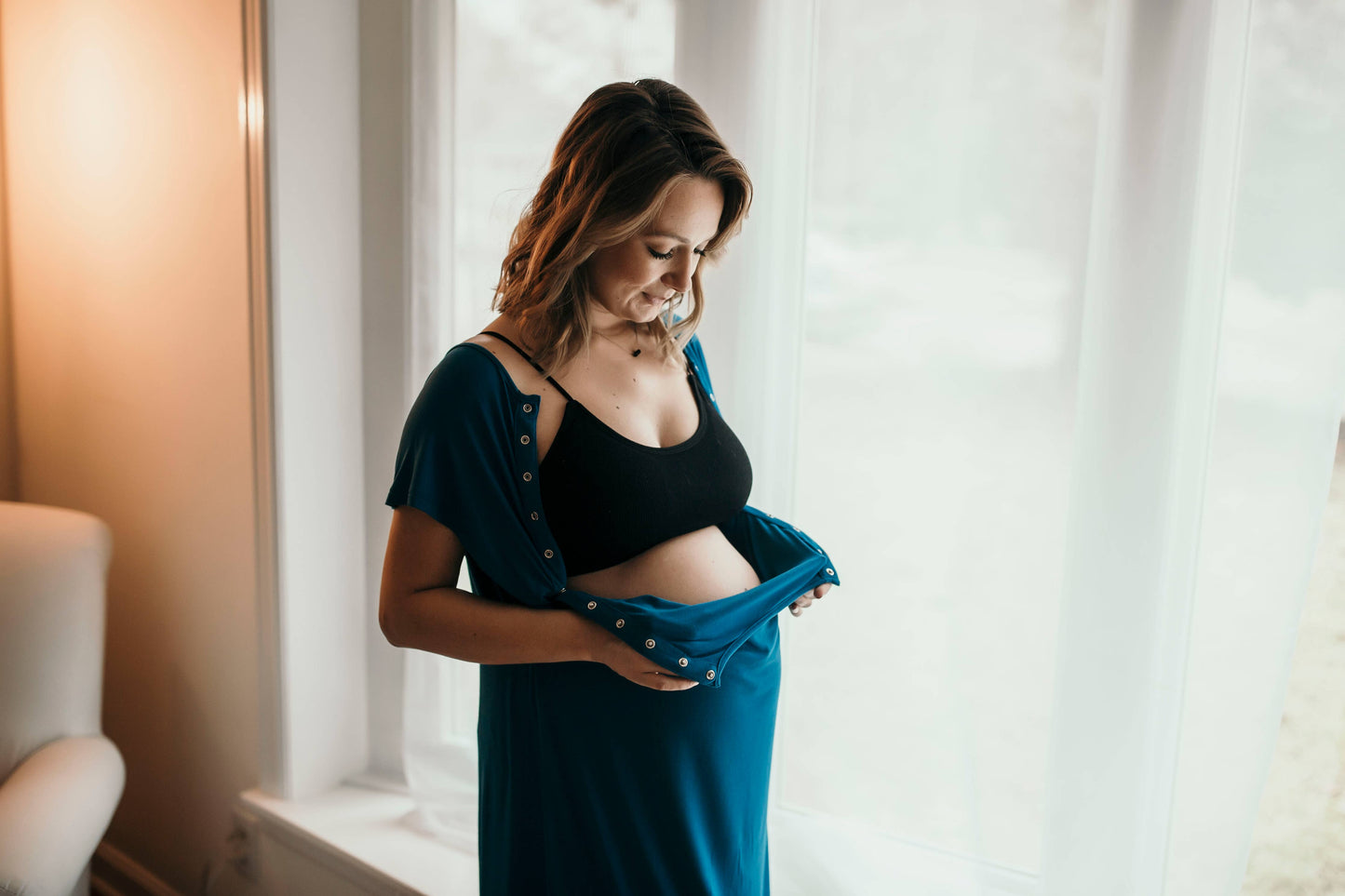 Blue Maternity Labor and Delivery/ Nursing Gown