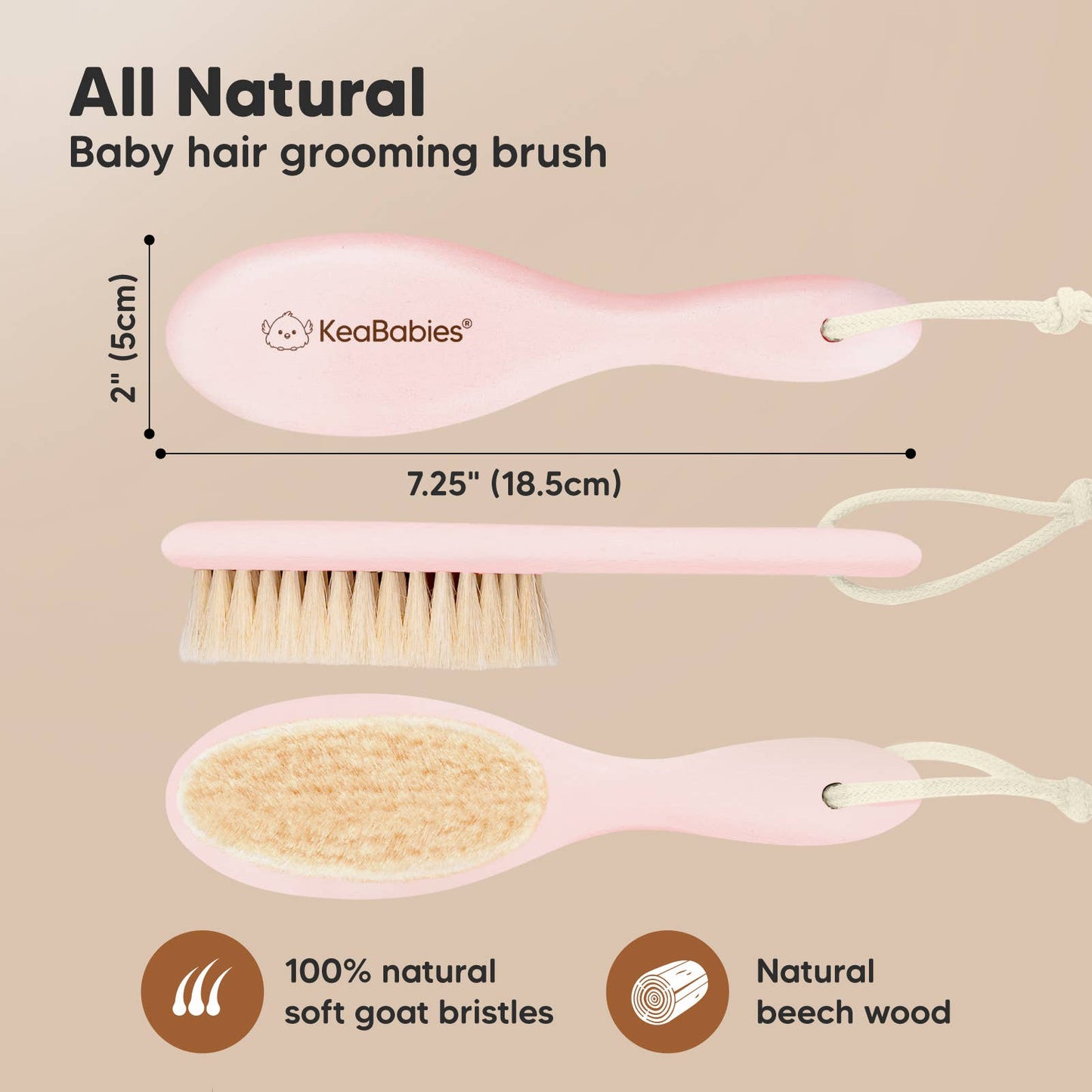 KeaBabies Baby Hair Brush: Blush