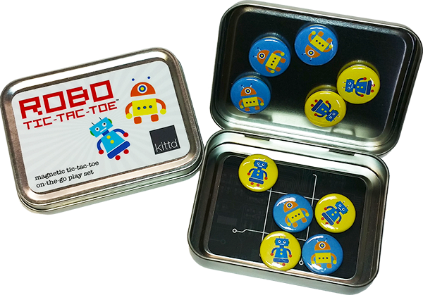 ROBO Tic-Tac-Toe On-the-Go Kids Travel Game Play Set