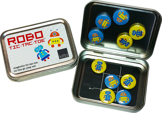 ROBO Tic-Tac-Toe On-the-Go Kids Travel Game Play Set