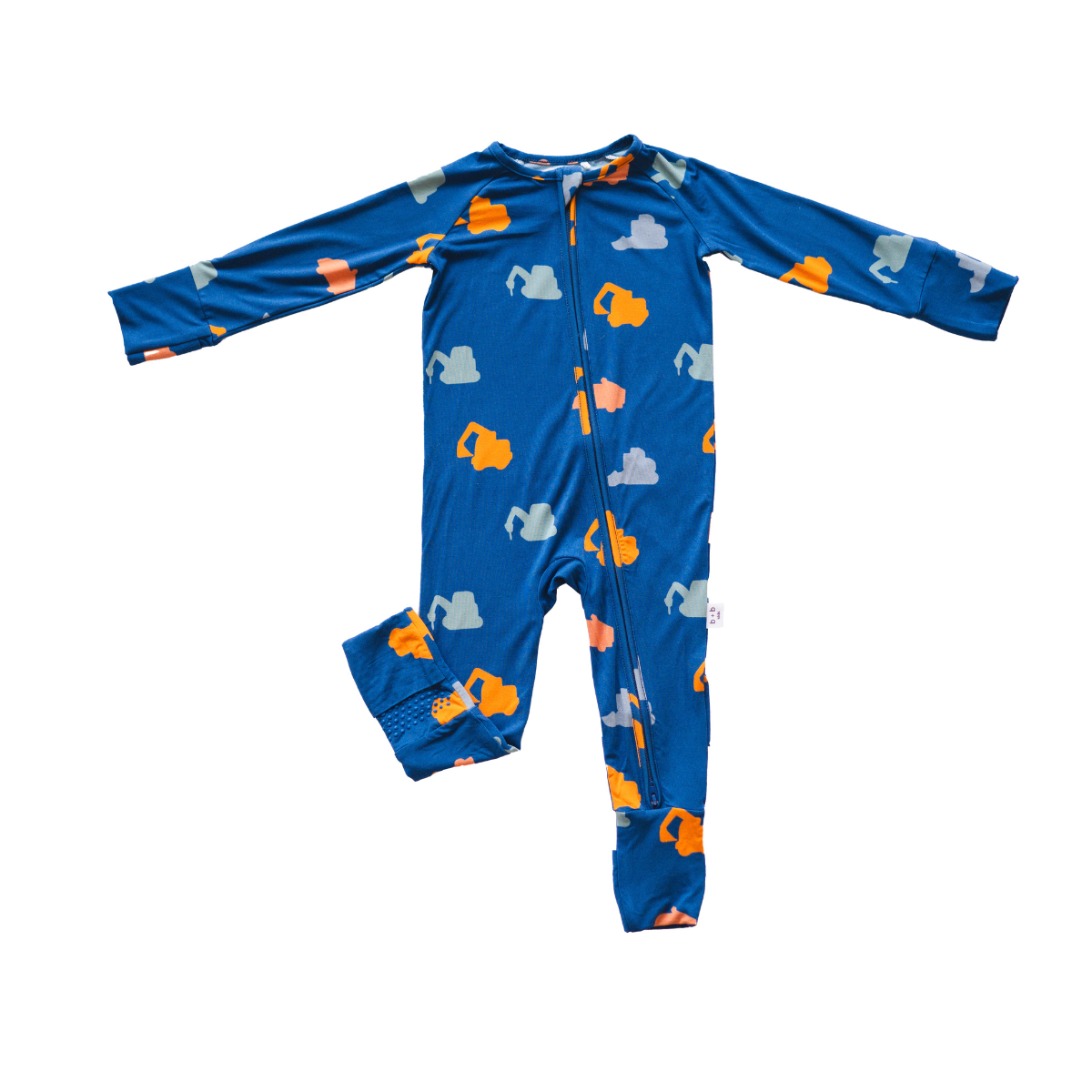 Bamboo 2-Way Convertible Zip Romper - Construction Vehicle