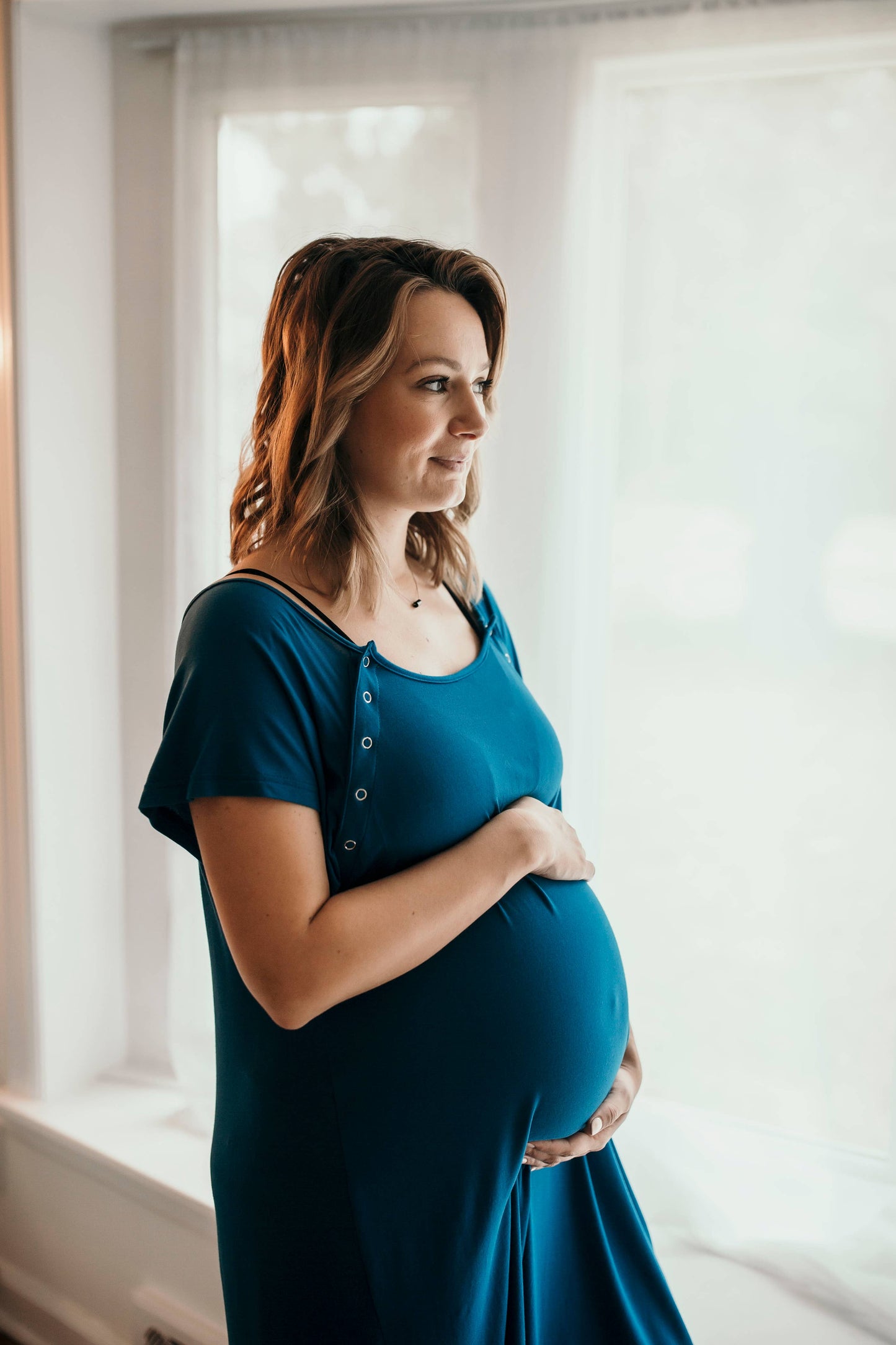 Blue Maternity Labor and Delivery/ Nursing Gown