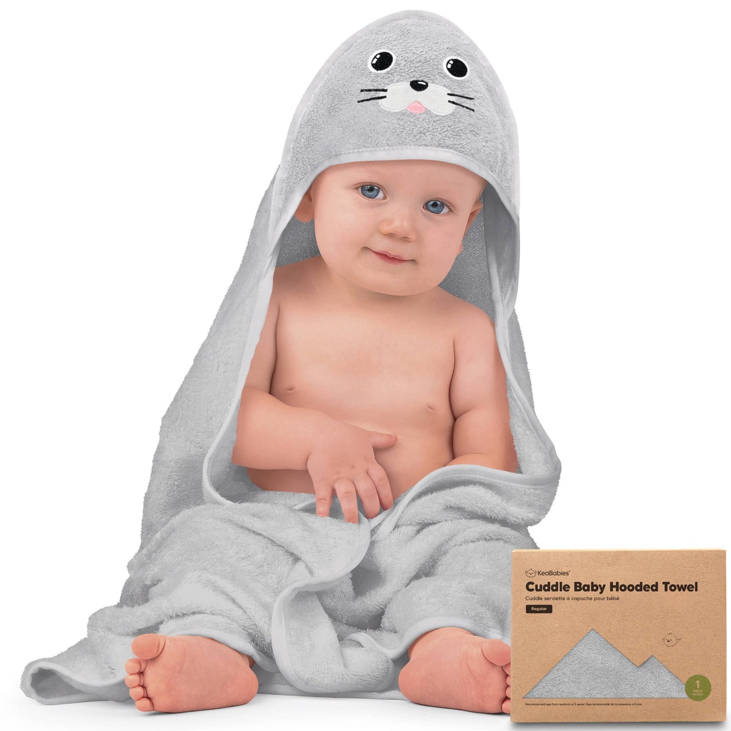 KeaBabies Cuddle Baby Hooded Towel: Seal