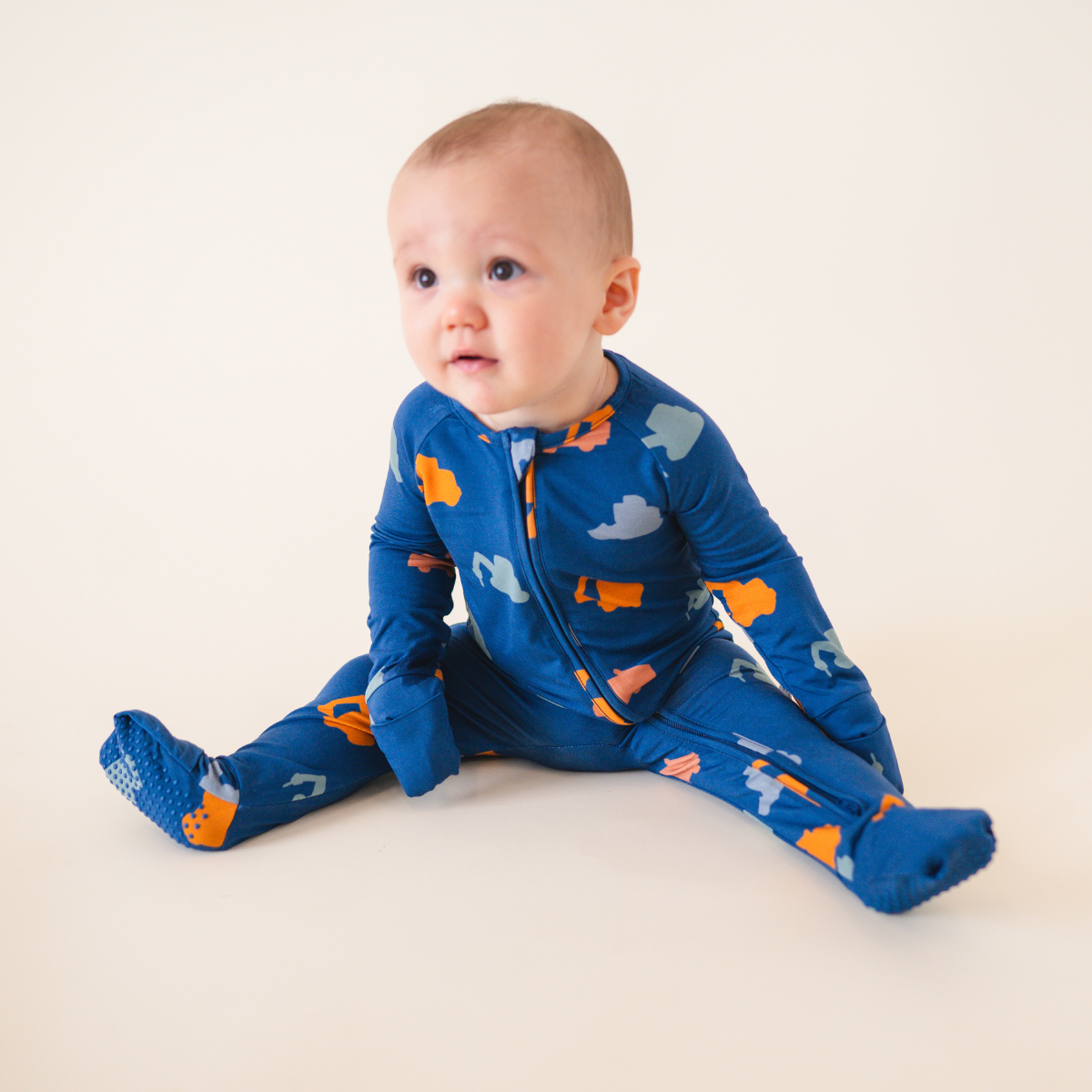 Bamboo 2-Way Convertible Zip Romper - Construction Vehicle