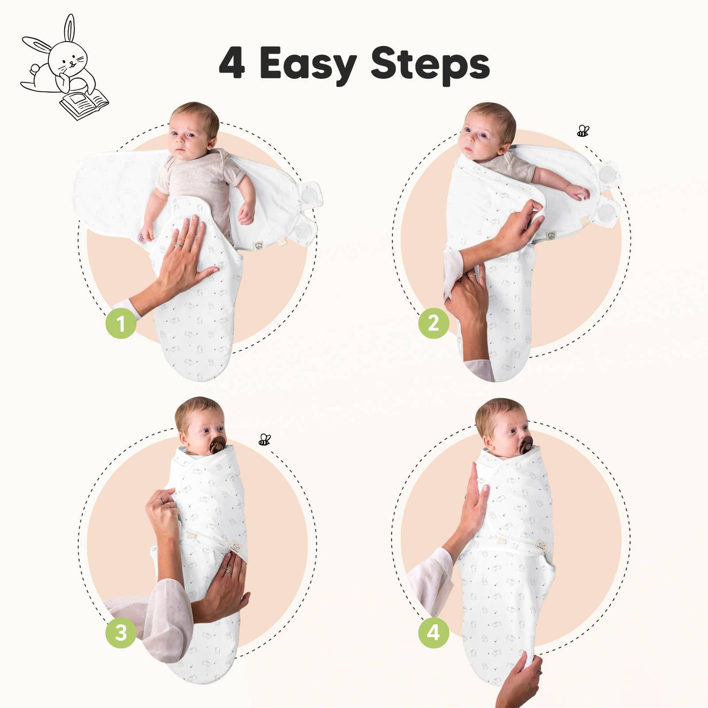 Bunnies- 3pk Soothe Baby Swaddles 3-6 Months