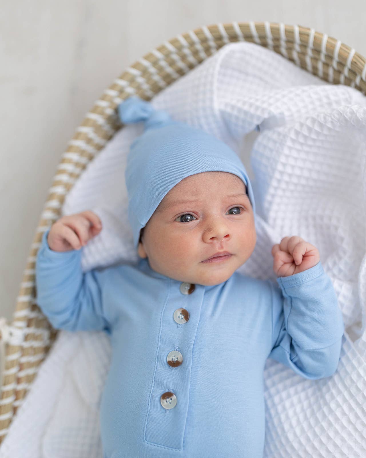 Knotted Baby Gown Set - Baby Blue