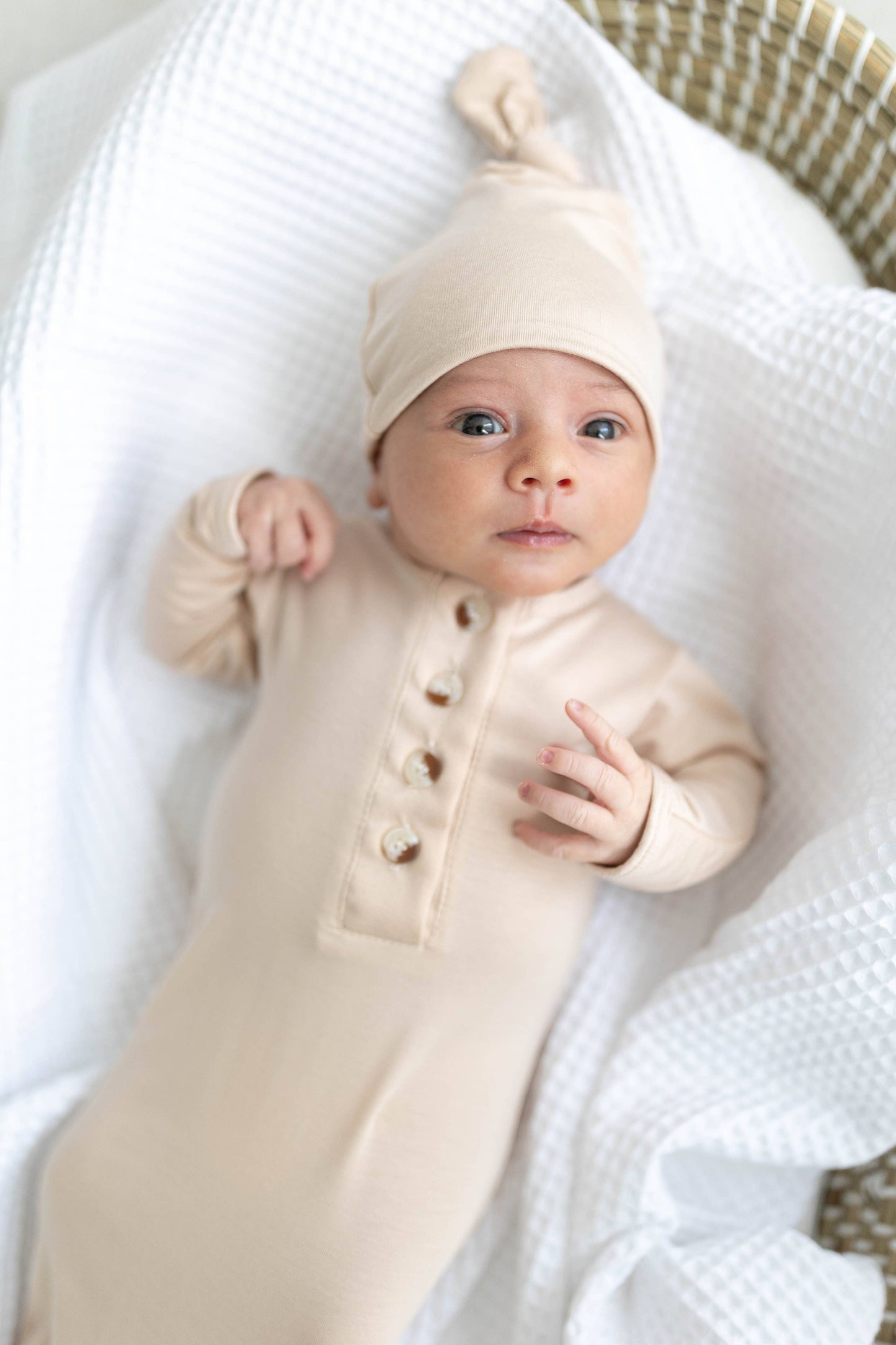 Knotted Baby Gown Set - Holiday Green