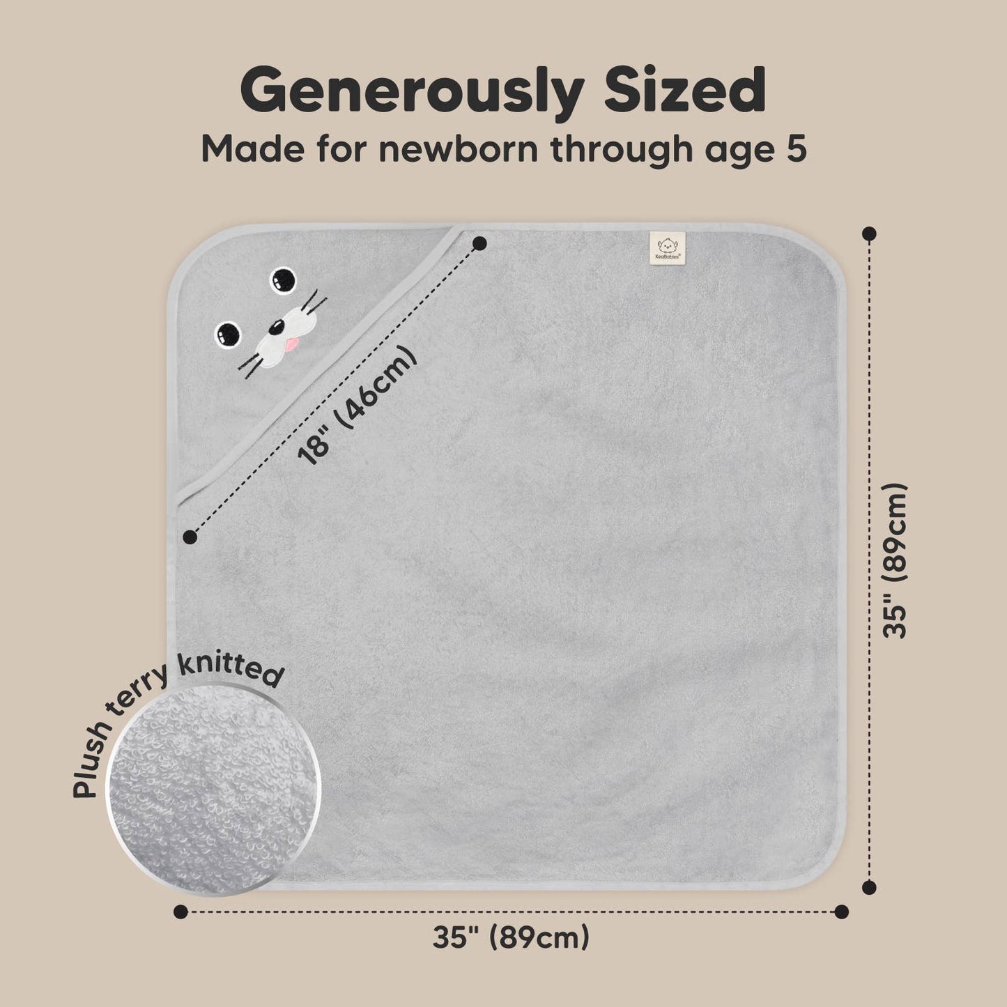 KeaBabies Cuddle Baby Hooded Towel: Seal