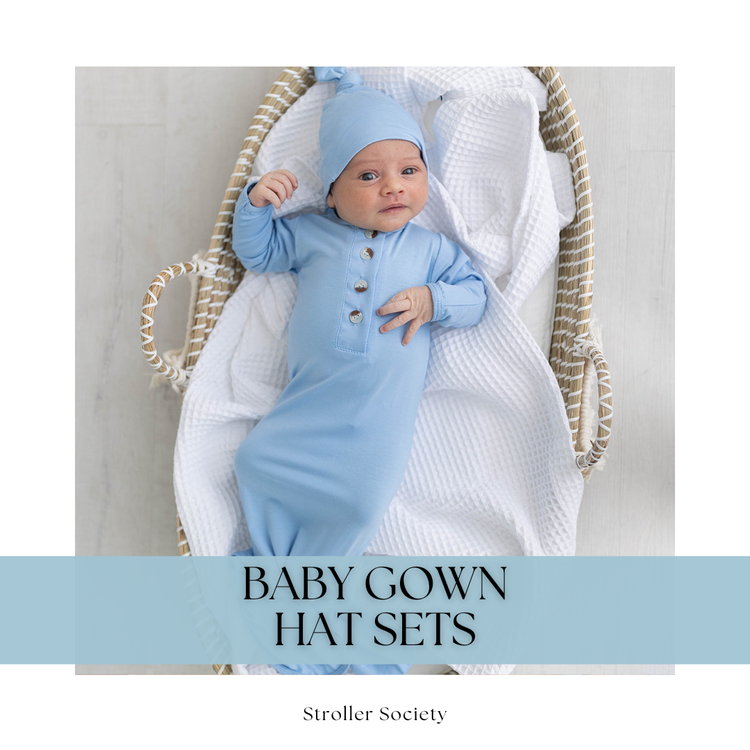 Knotted Baby Gown Set - Baby Blue