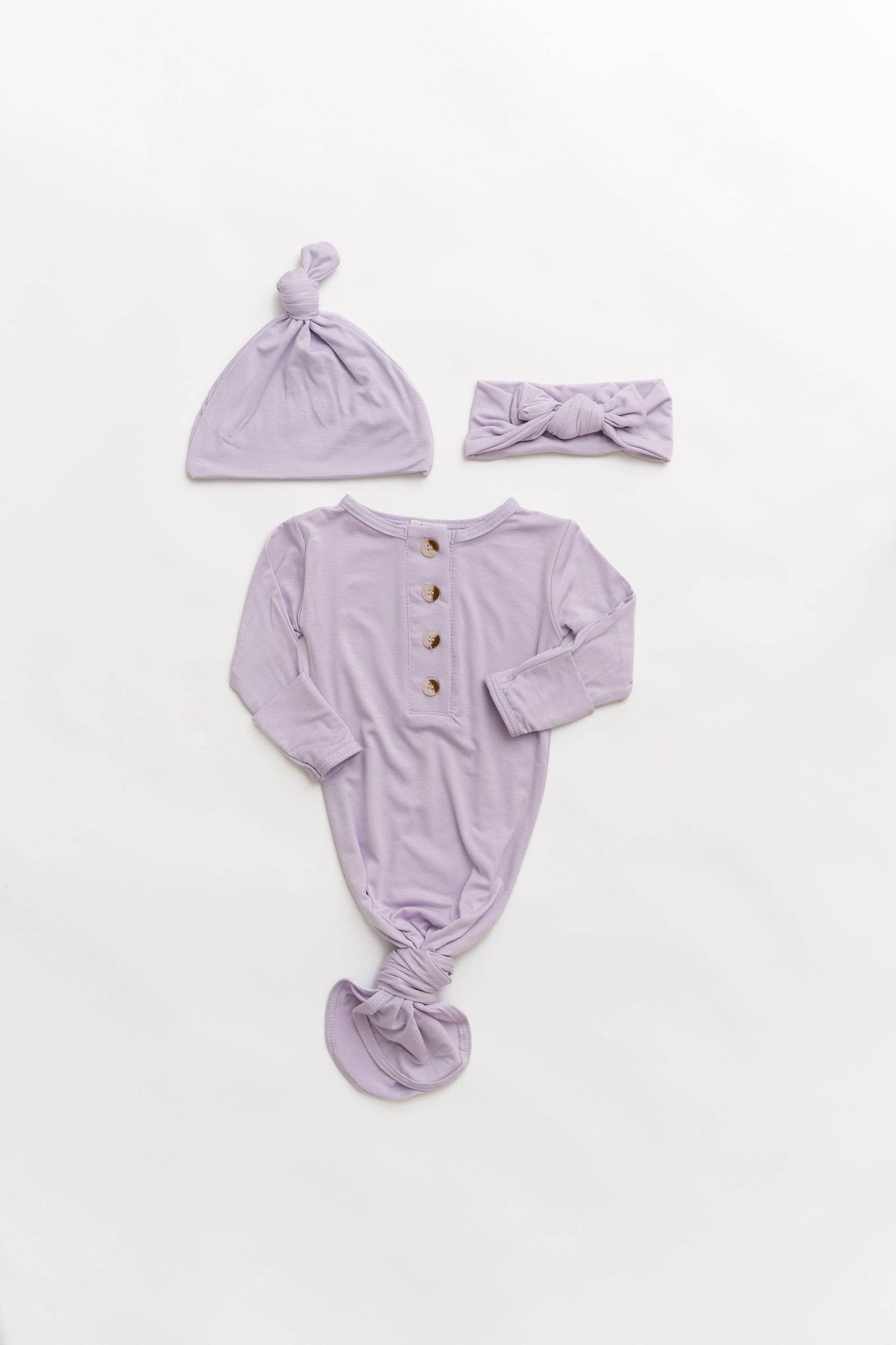 Knotted Baby Gown, Set - Lavender