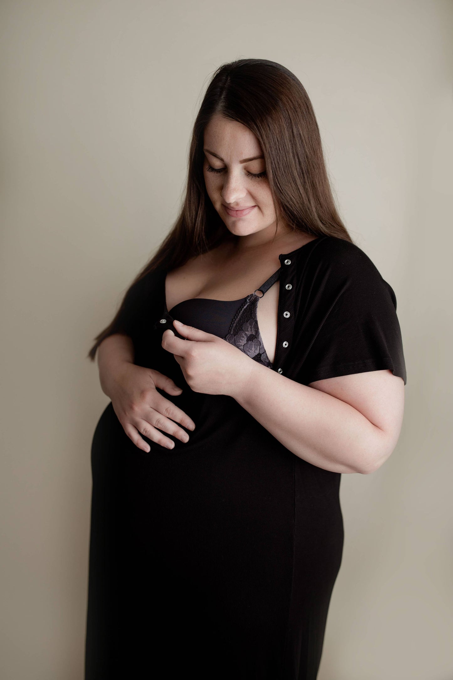 Black Maternity Labor and Delivery/ Nursing Gown