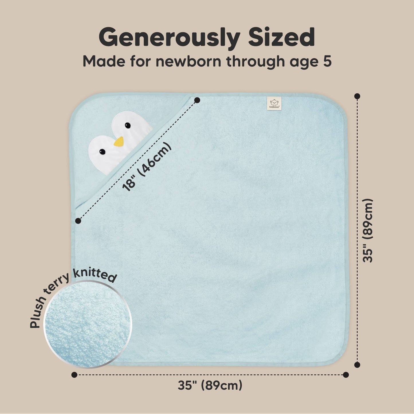 KeaBabies Cuddle Baby Hooded Towel: Penguin