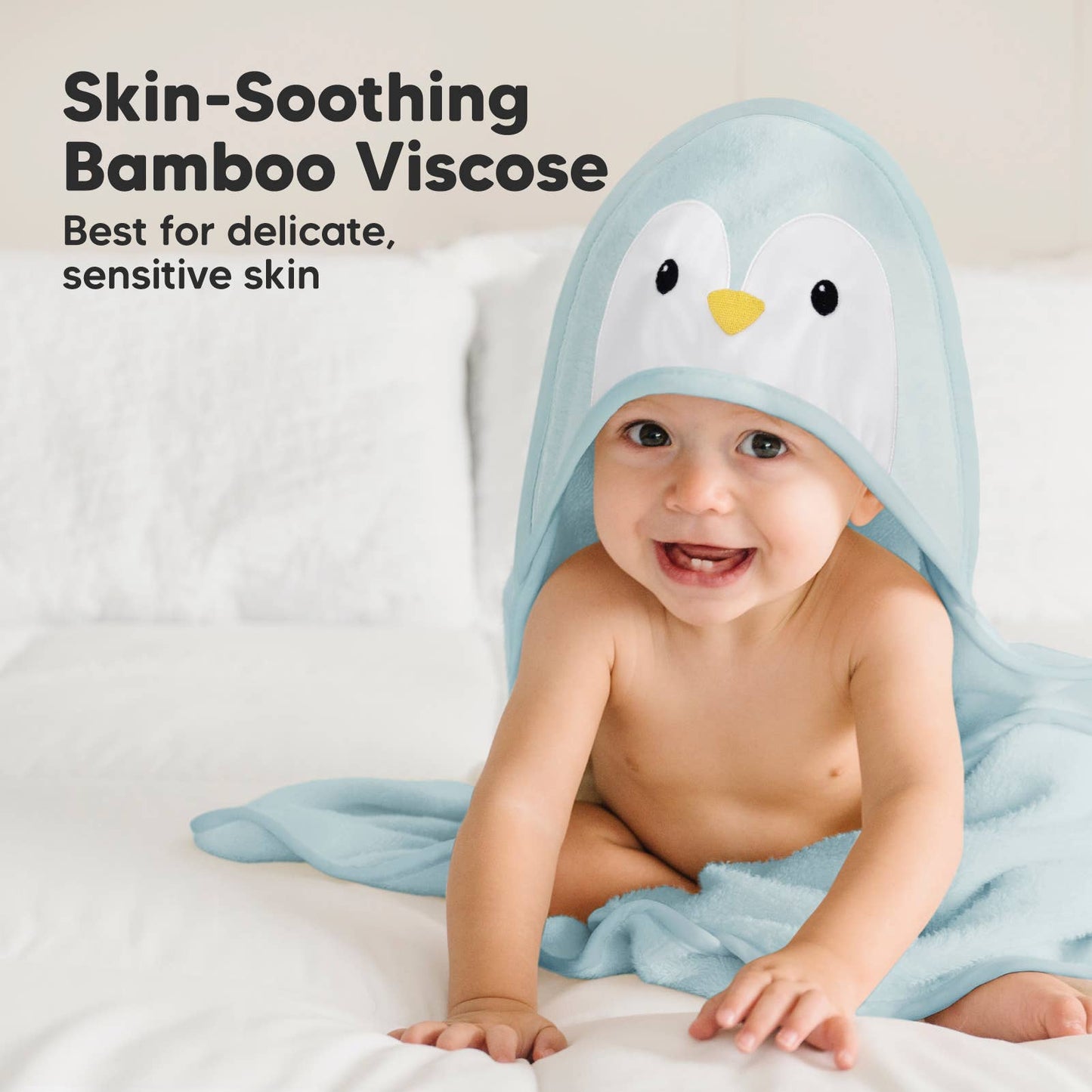 KeaBabies Cuddle Baby Hooded Towel: Penguin