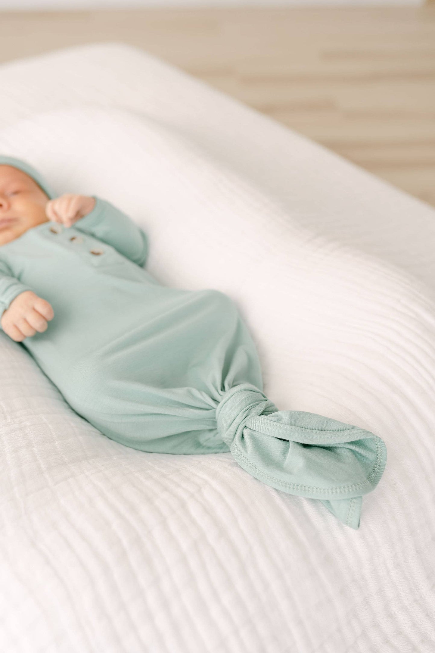 Knotted Baby Gown Set - Baby Blue