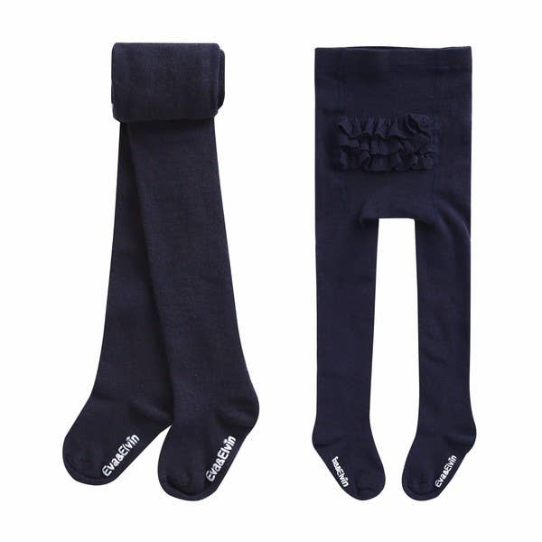 Frill Tights: Navy / 12-24M