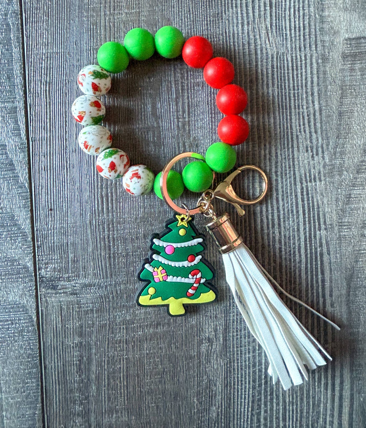 Christmas Silicone Beaded Keychain: The Frosty Snowman