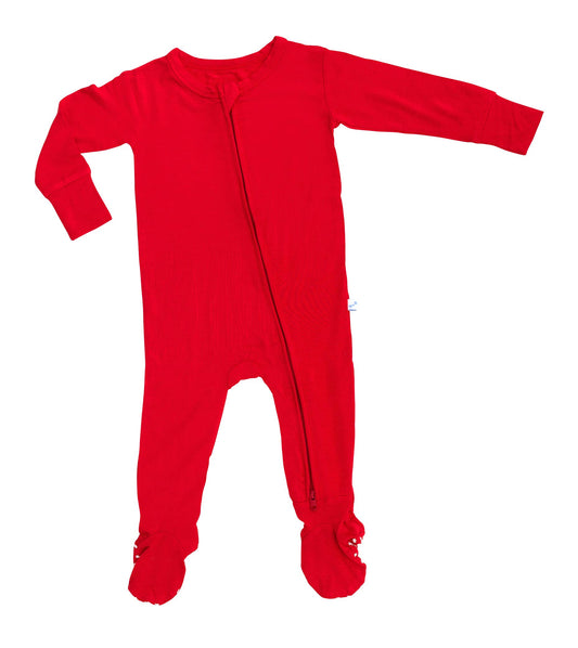 True Red Zippered Footie Pajamas