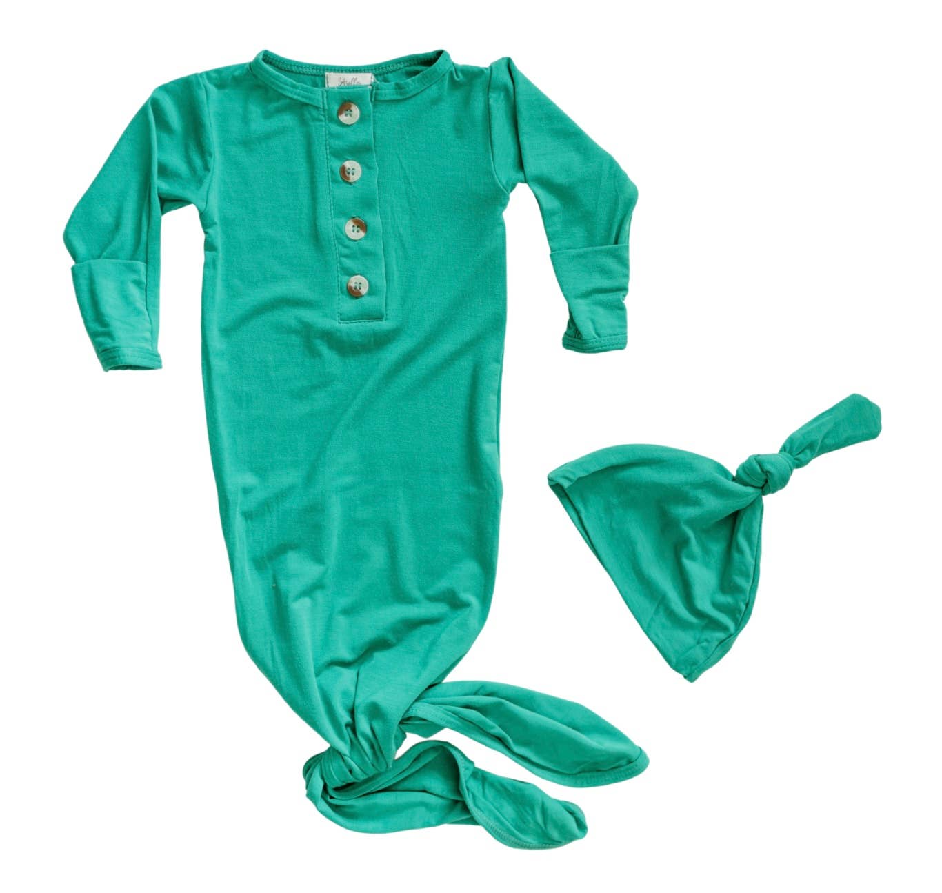 Knotted Baby Gown Set - Holiday Green