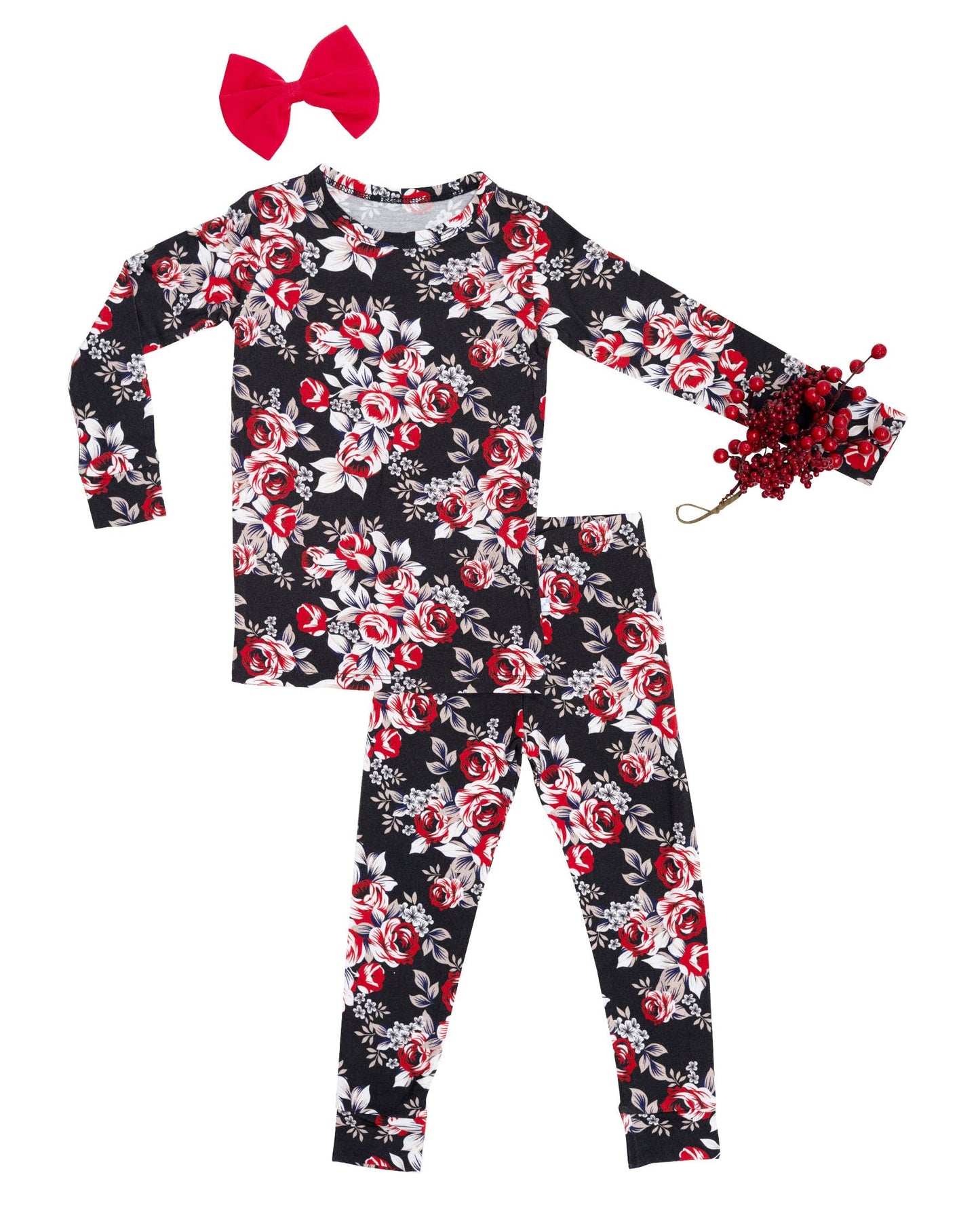 Midnight Rose Long Sleeve Pajamas