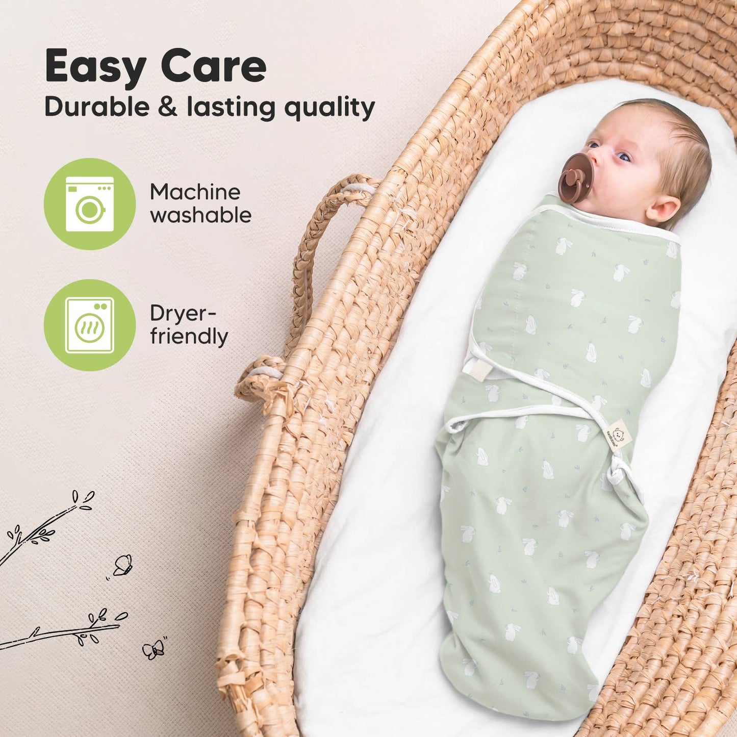 Bunnies- 3pk Soothe Baby Swaddles 3-6 Months