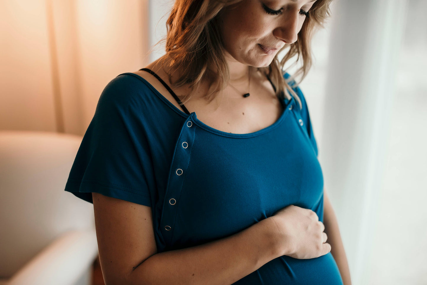 Blue Maternity Labor and Delivery/ Nursing Gown