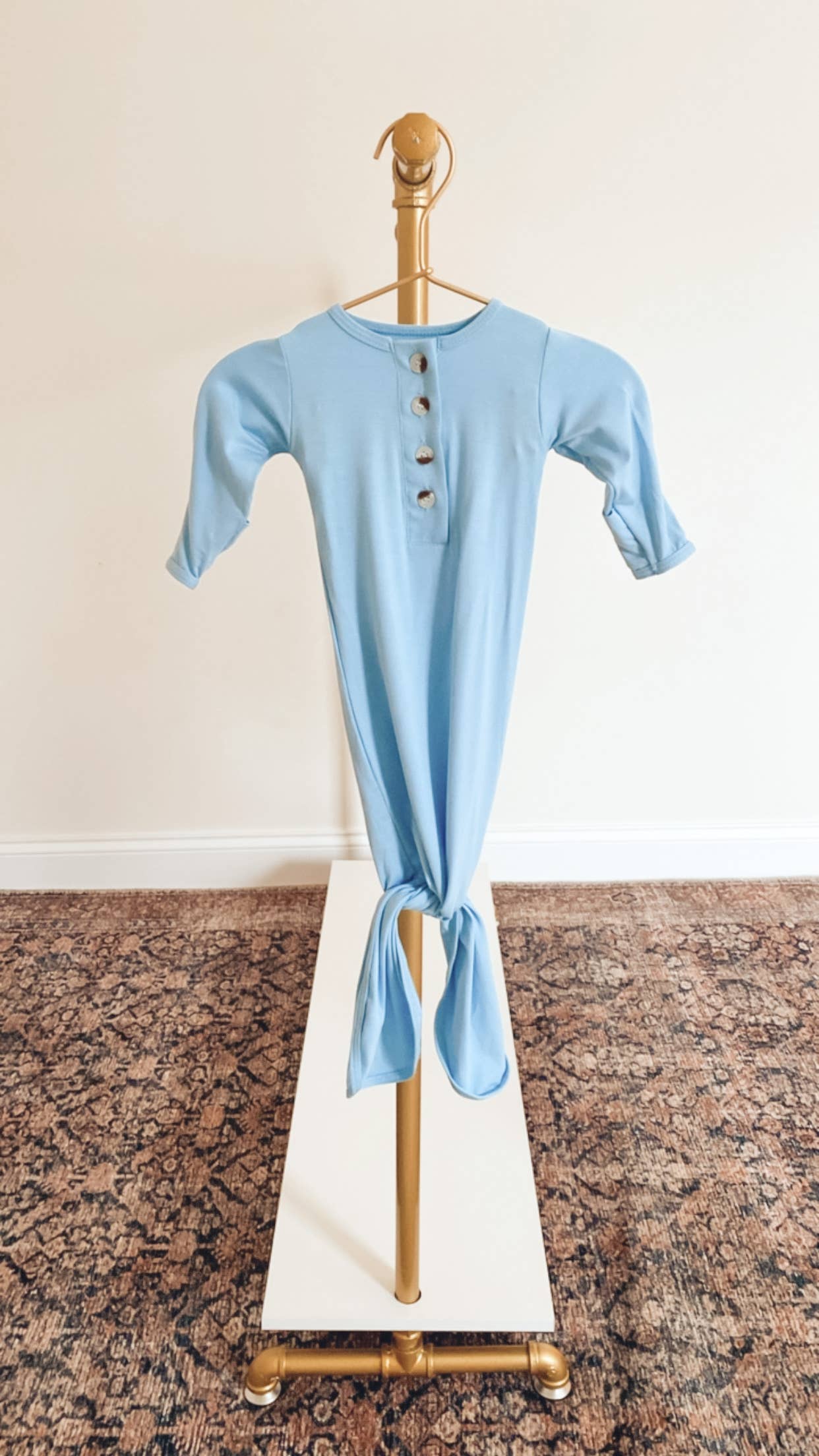 Knotted Baby Gown Set - Baby Blue