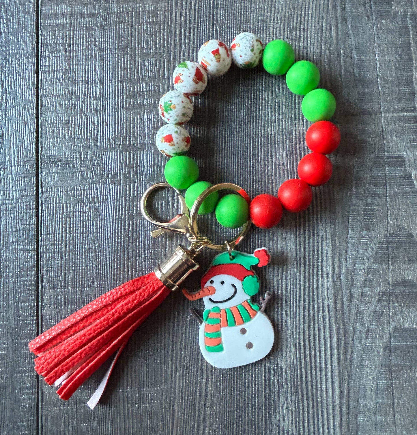 Christmas Silicone Beaded Keychain: The Frosty Snowman