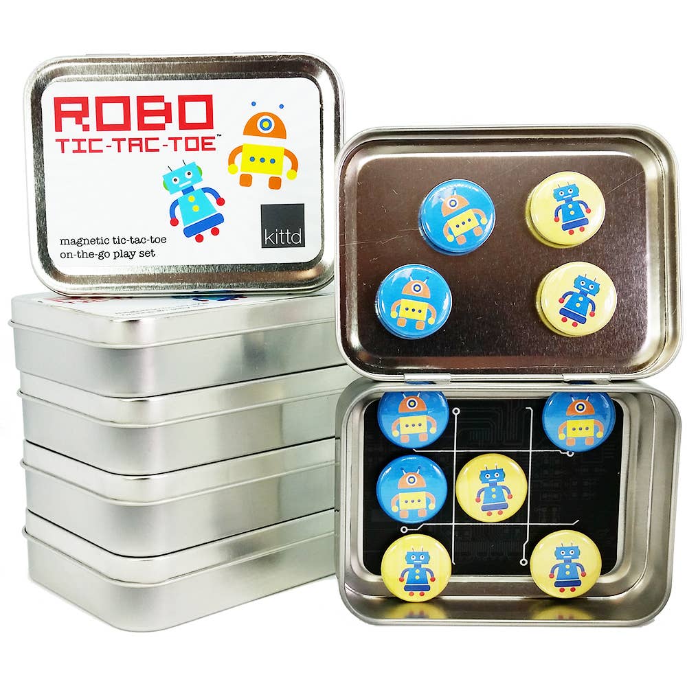 ROBO Tic-Tac-Toe On-the-Go Kids Travel Game Play Set