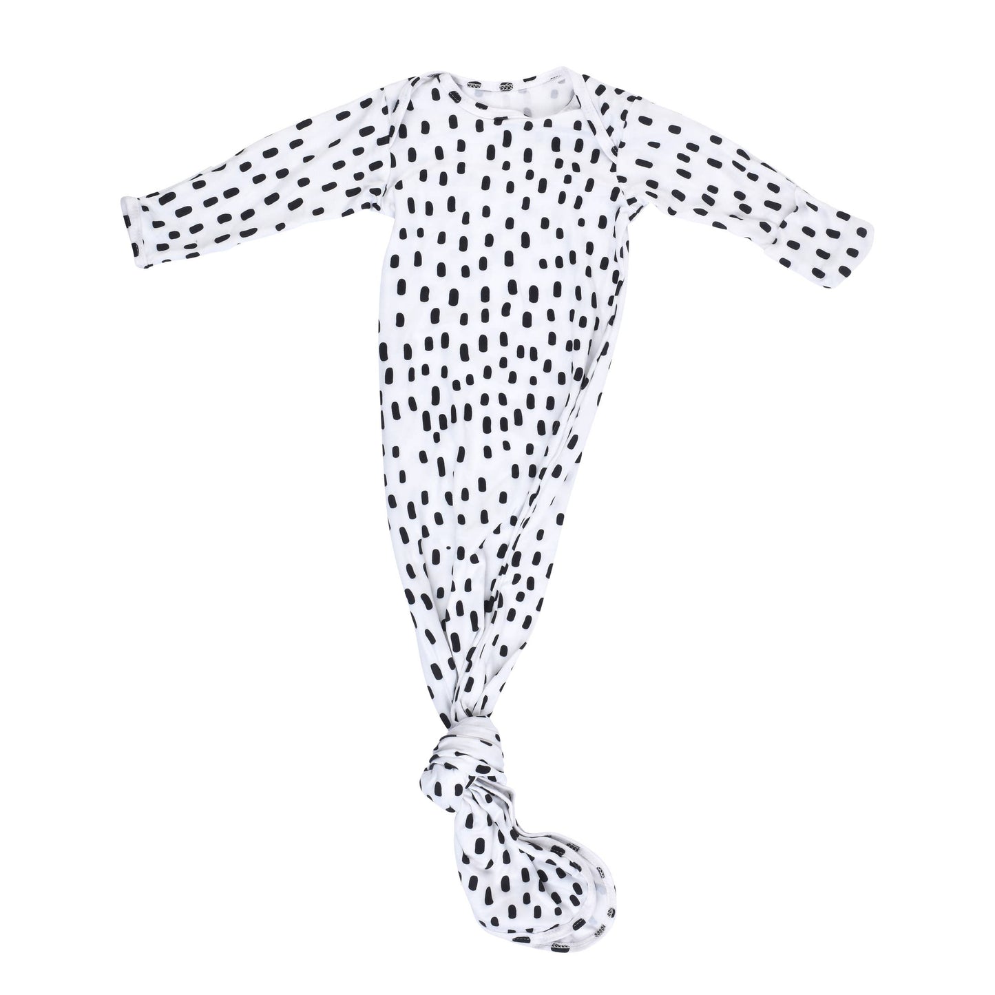 Black & White Poka Dot Knotted Gown: Gown & Hat