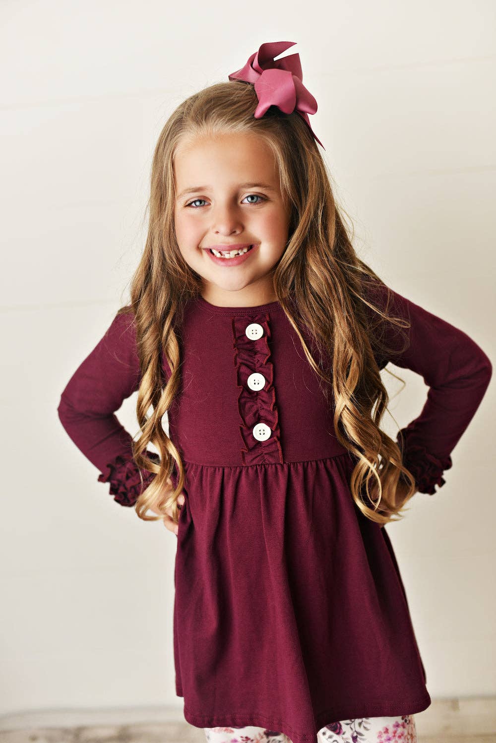 Kids Dark Plum Floral Set