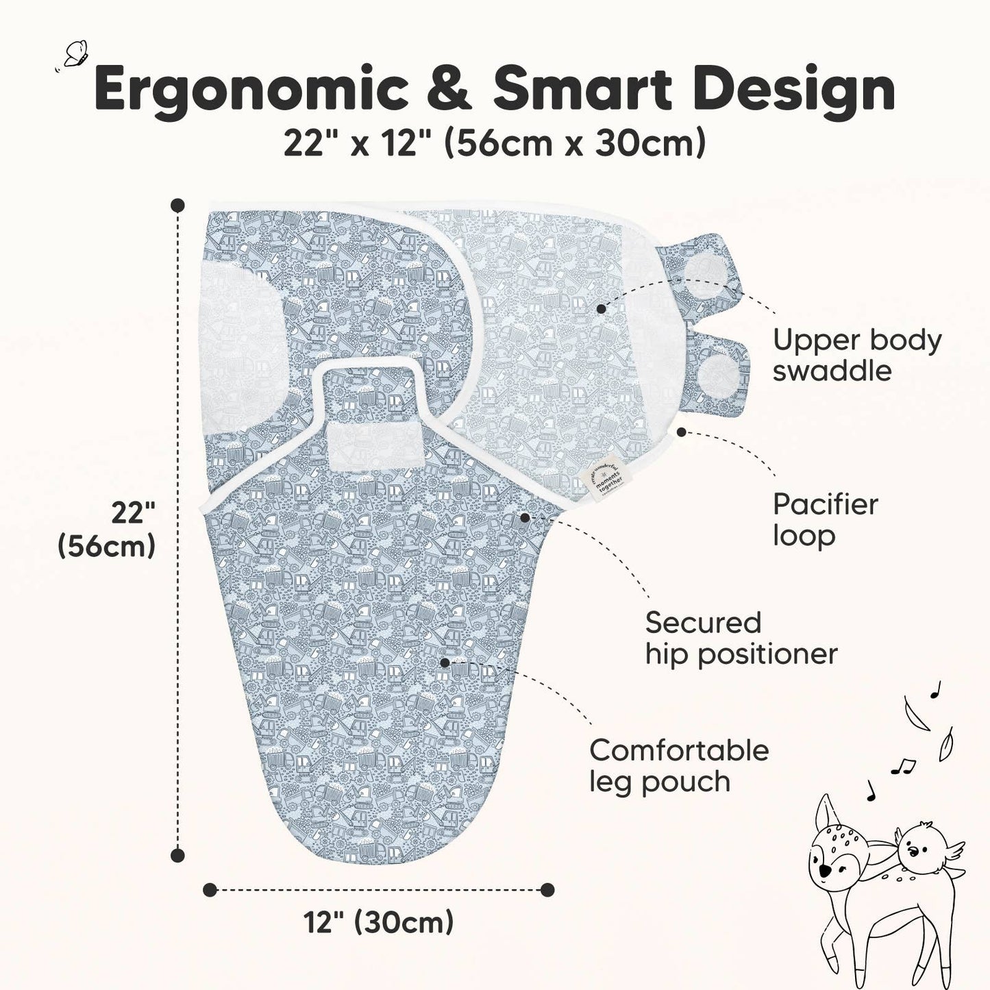 Excavation- 3pk Soothe Baby Swaddles 0-3 Months