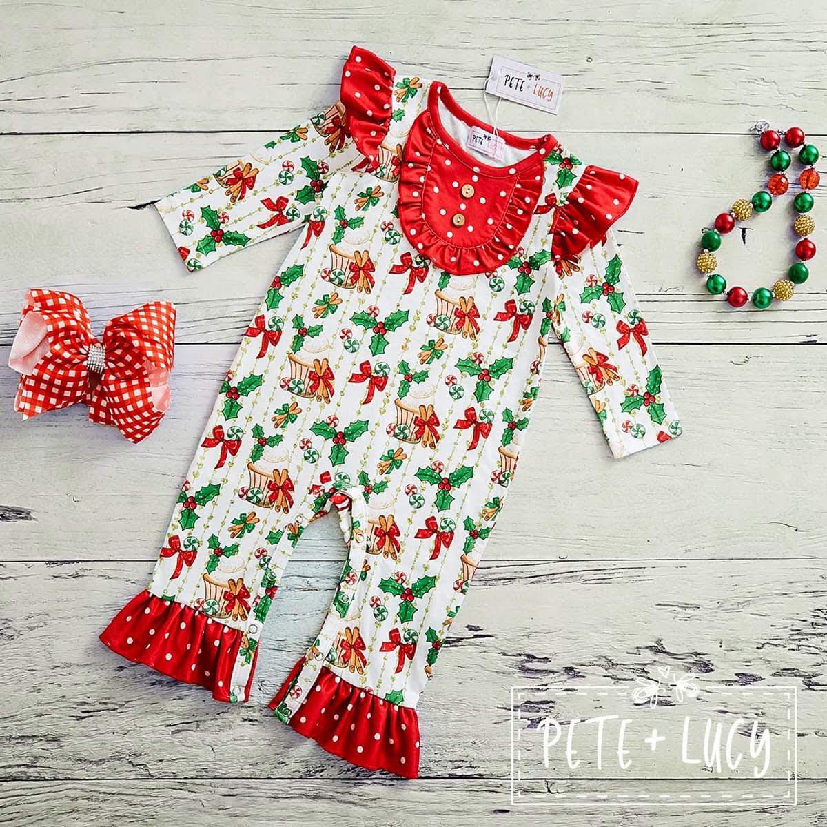 Christmas Mistletoe Girls Romper