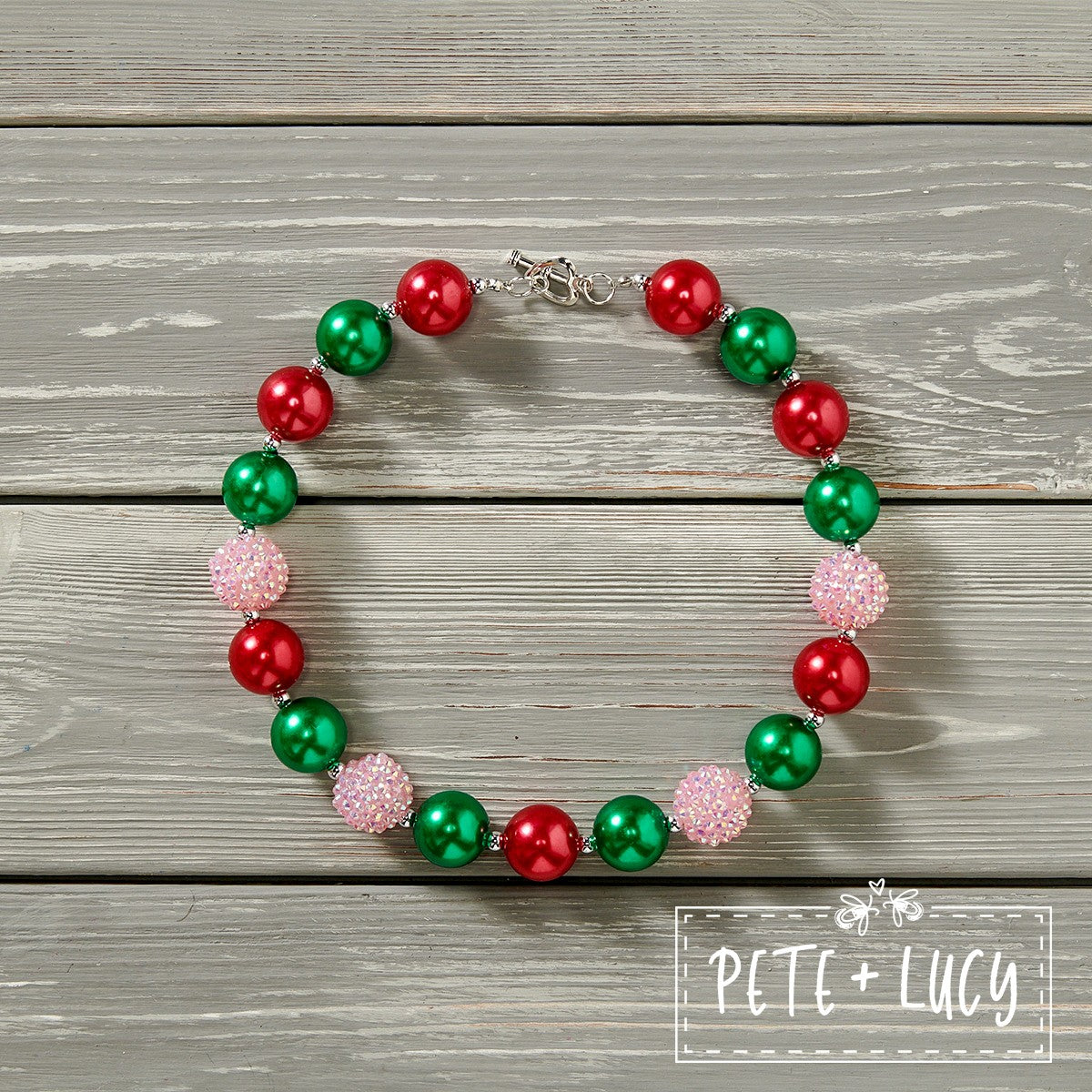Plaid Christmas Bubble Gum Necklace