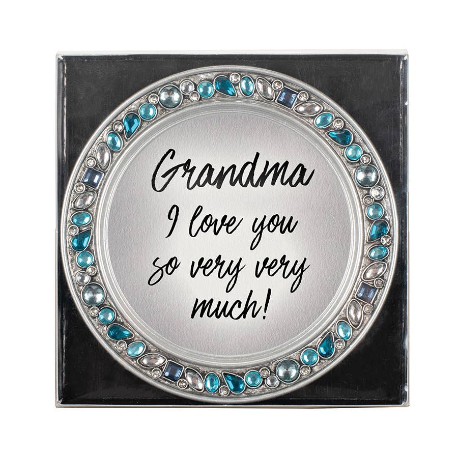 Grandma Teal Jeweled Coaster
