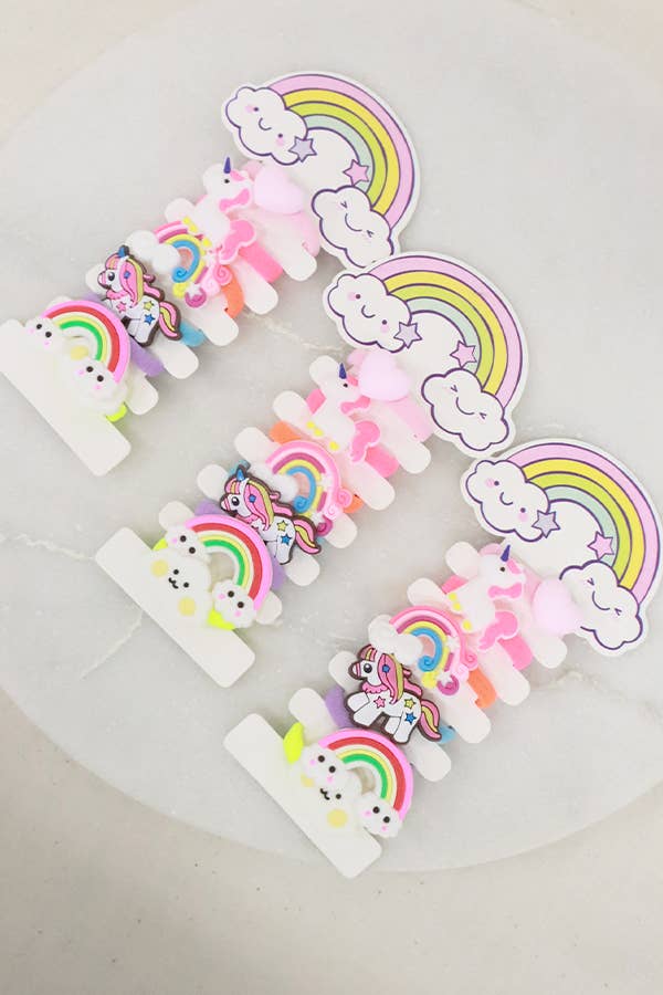 Kids Rainbow Unicorn Hair Tie Set