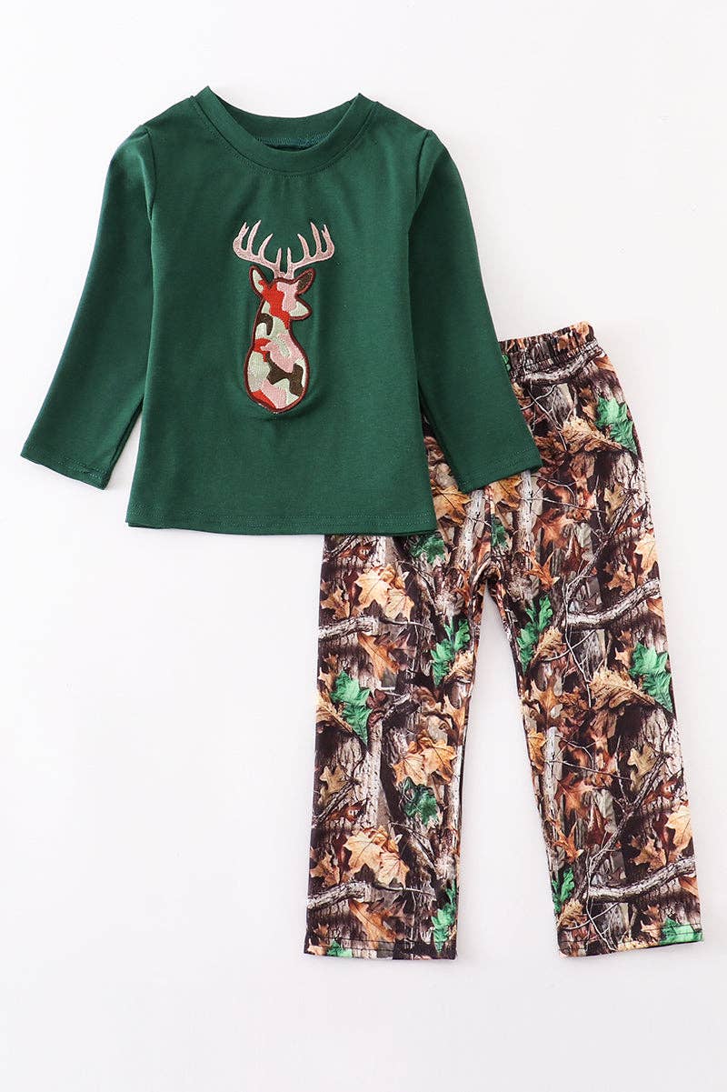 Boys Camouflage Deer Long Sleeve Shirt & Pant Set