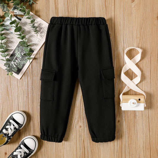 Trendy Pocket Elasticized Black Cargo Pants