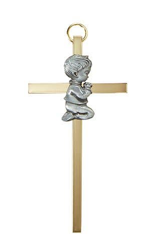 Baby Boy 4.25" Brass Cross