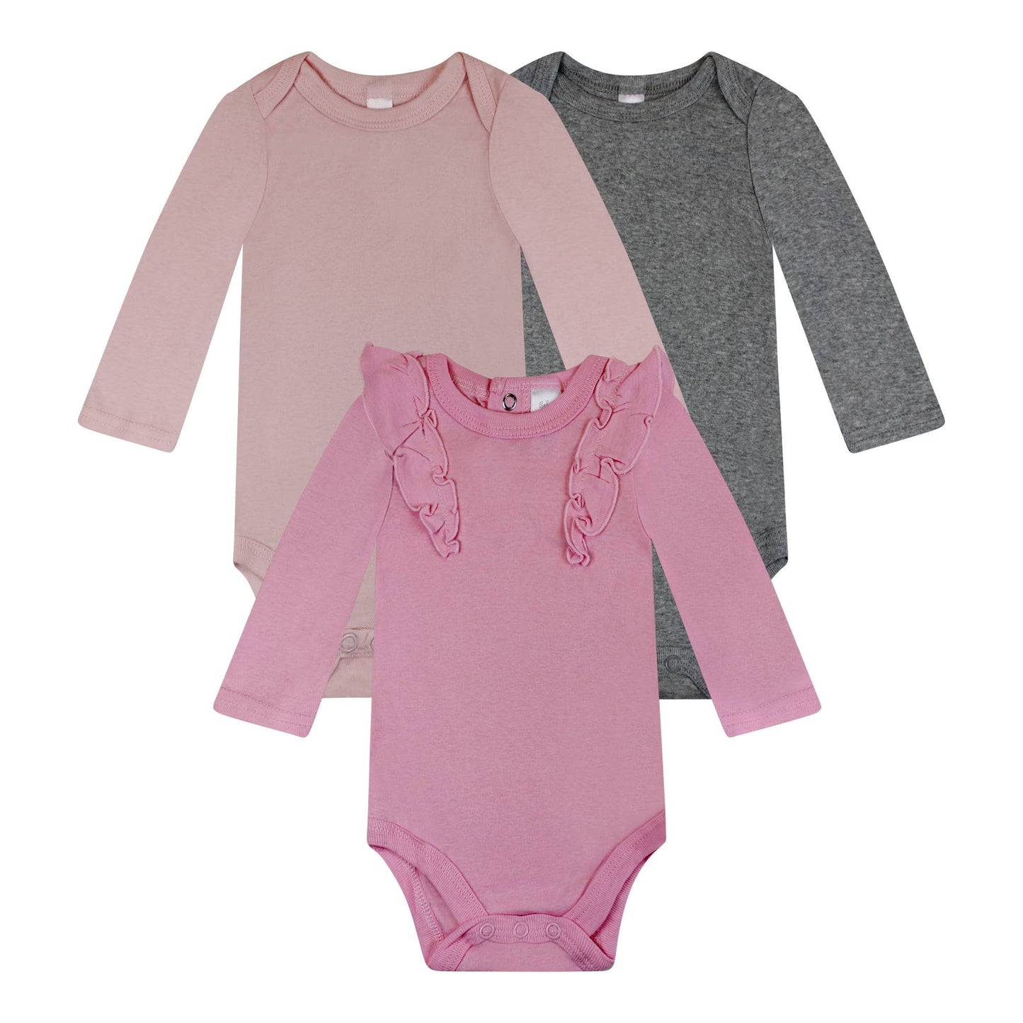 Long Sleeve Bodysuits - Pink Ruffle Solids