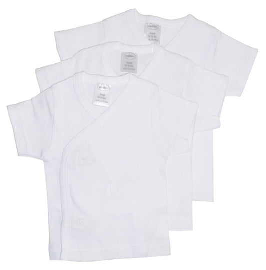 Bambini White Side Snap Short Sleeve Shirt - 3 Pack: Newborn