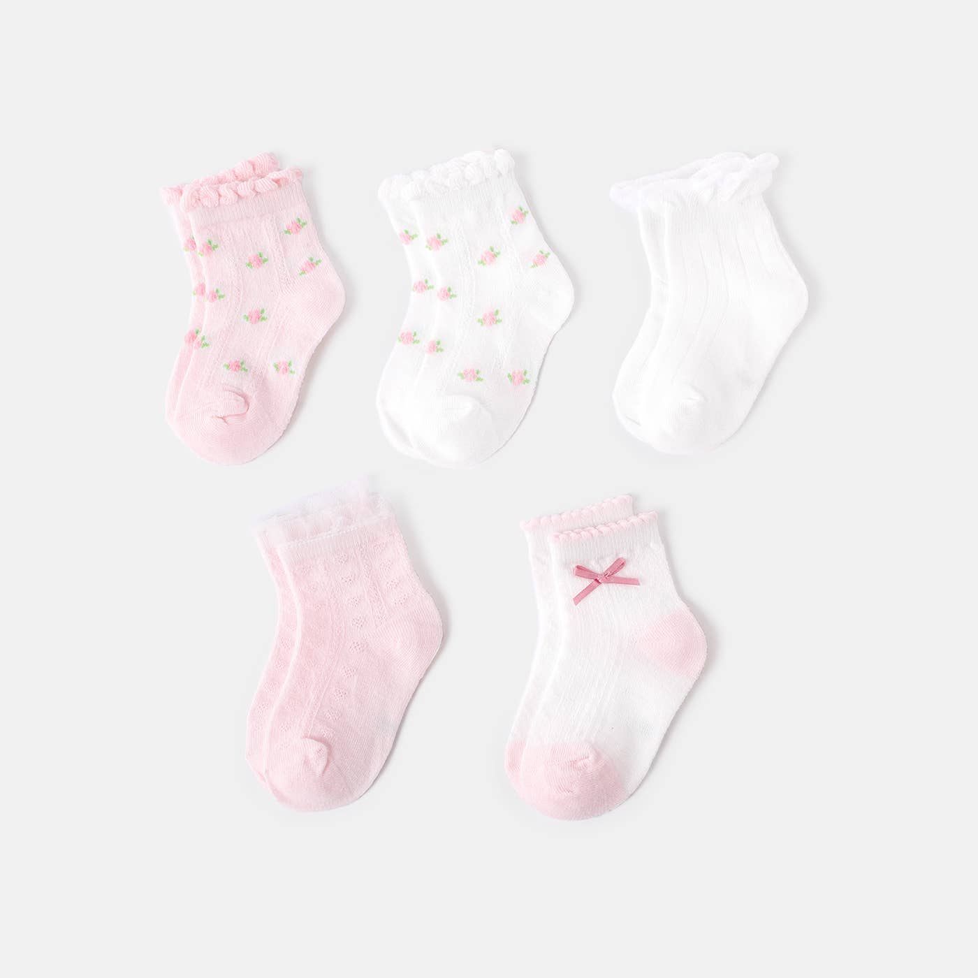 Baby Floral Print & Solid Socks Set