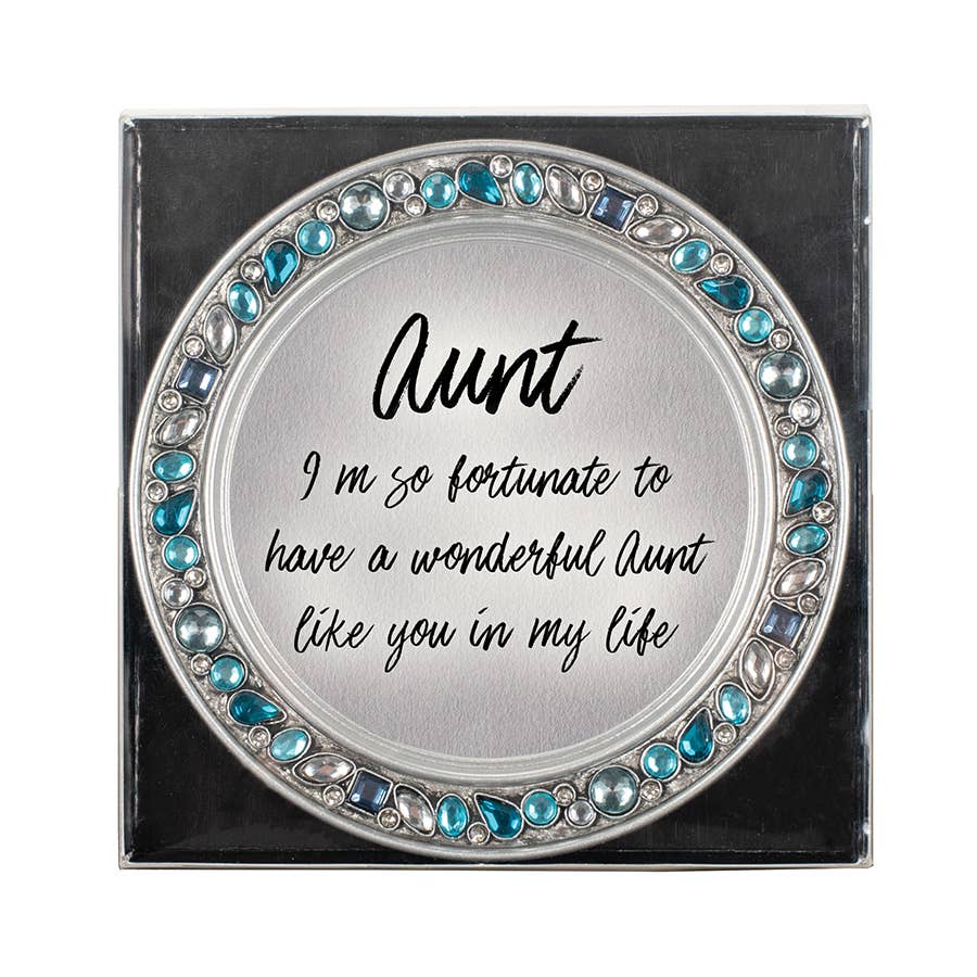 Aunt Teal Jeweled Coaster