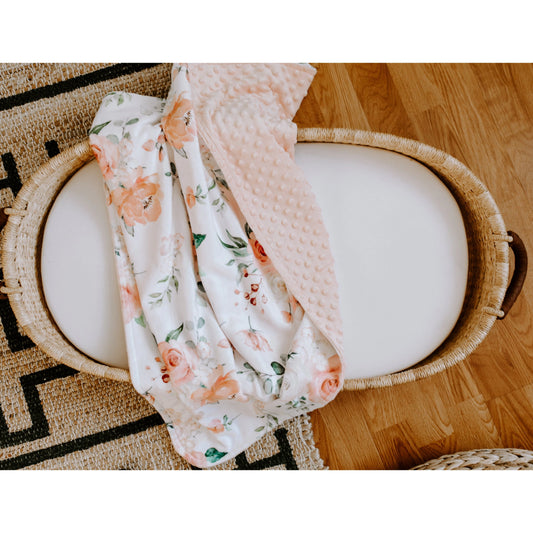 Minky Blanket Peach Floral