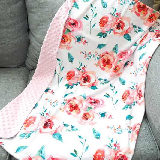 Minky Blanket Pink Floral