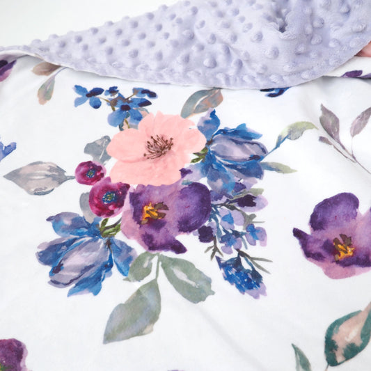 Minky Blanket Purple & Blush Floral