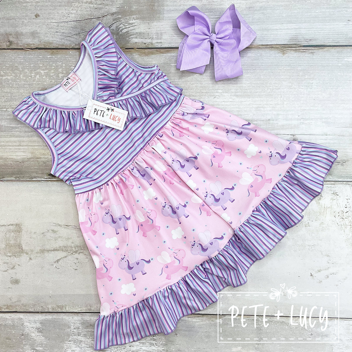 Purple Unicorn Short Sleeve Dress