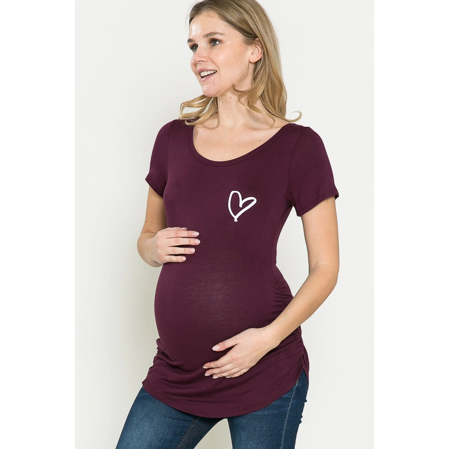 Maternity Top Heart Print Round Neck