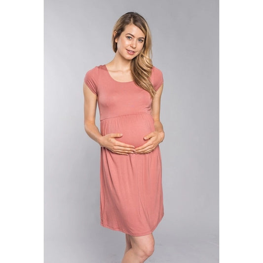 Maternity Solid Jersey Knit Babydoll Dress