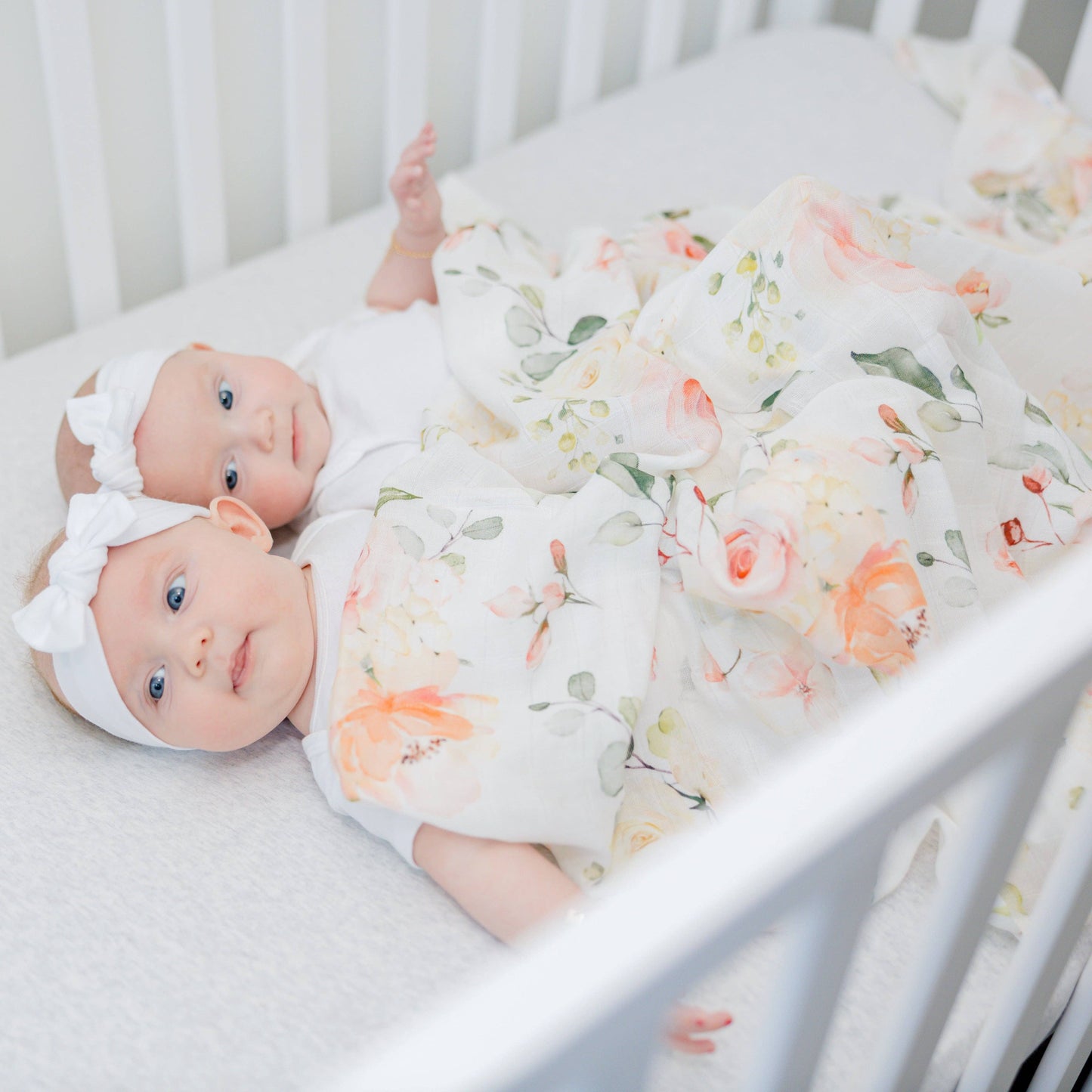 Bamboo Muslin Swaddle Blankets - Peach Floral
